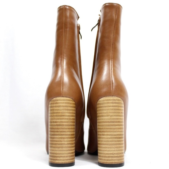 Chunky Stacked Heel Ankle Lace Up Round Toe bootie - Picture 2 of 6